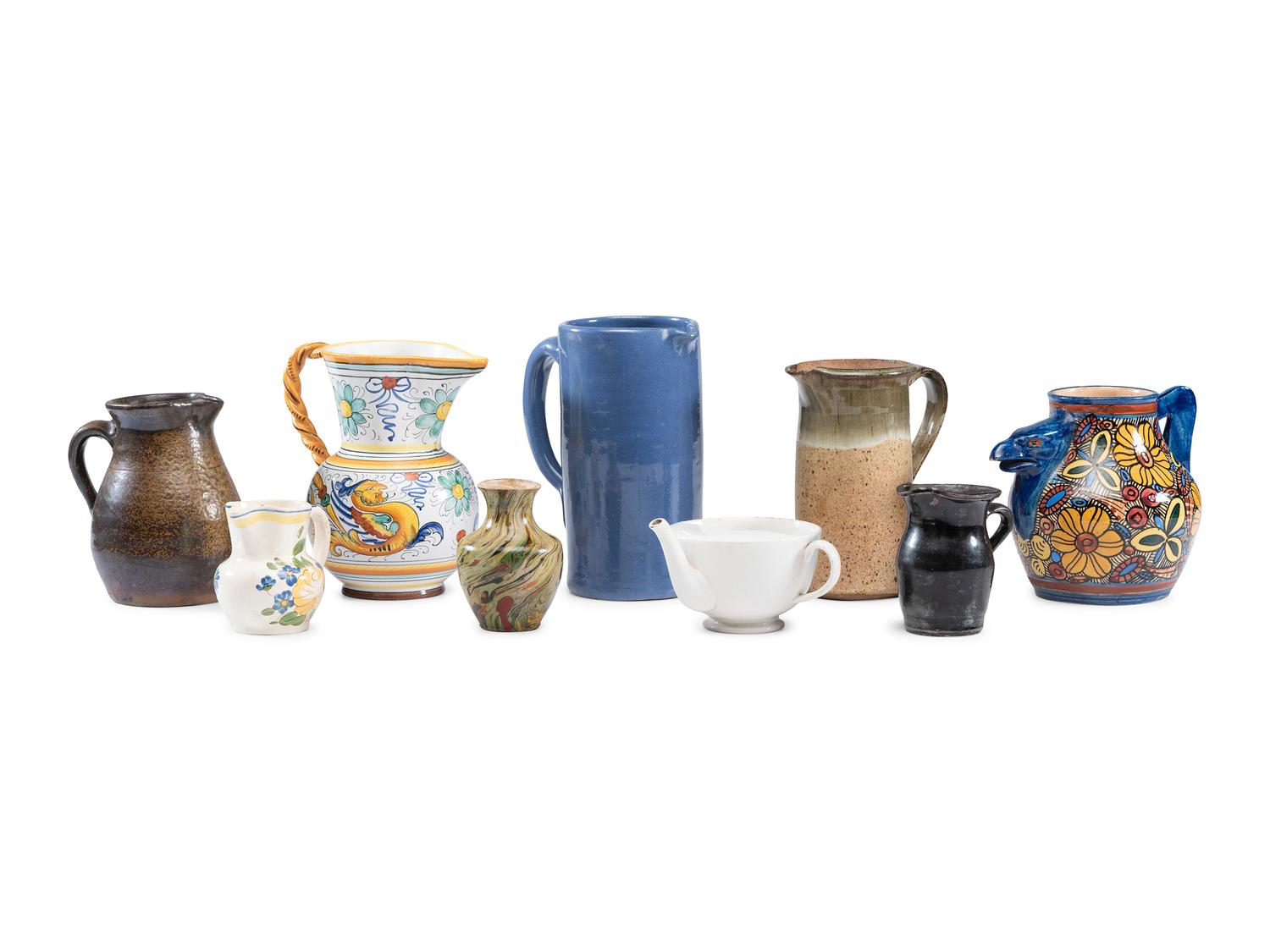 A Group Stoneware and Earthenware Pitchers and Vases