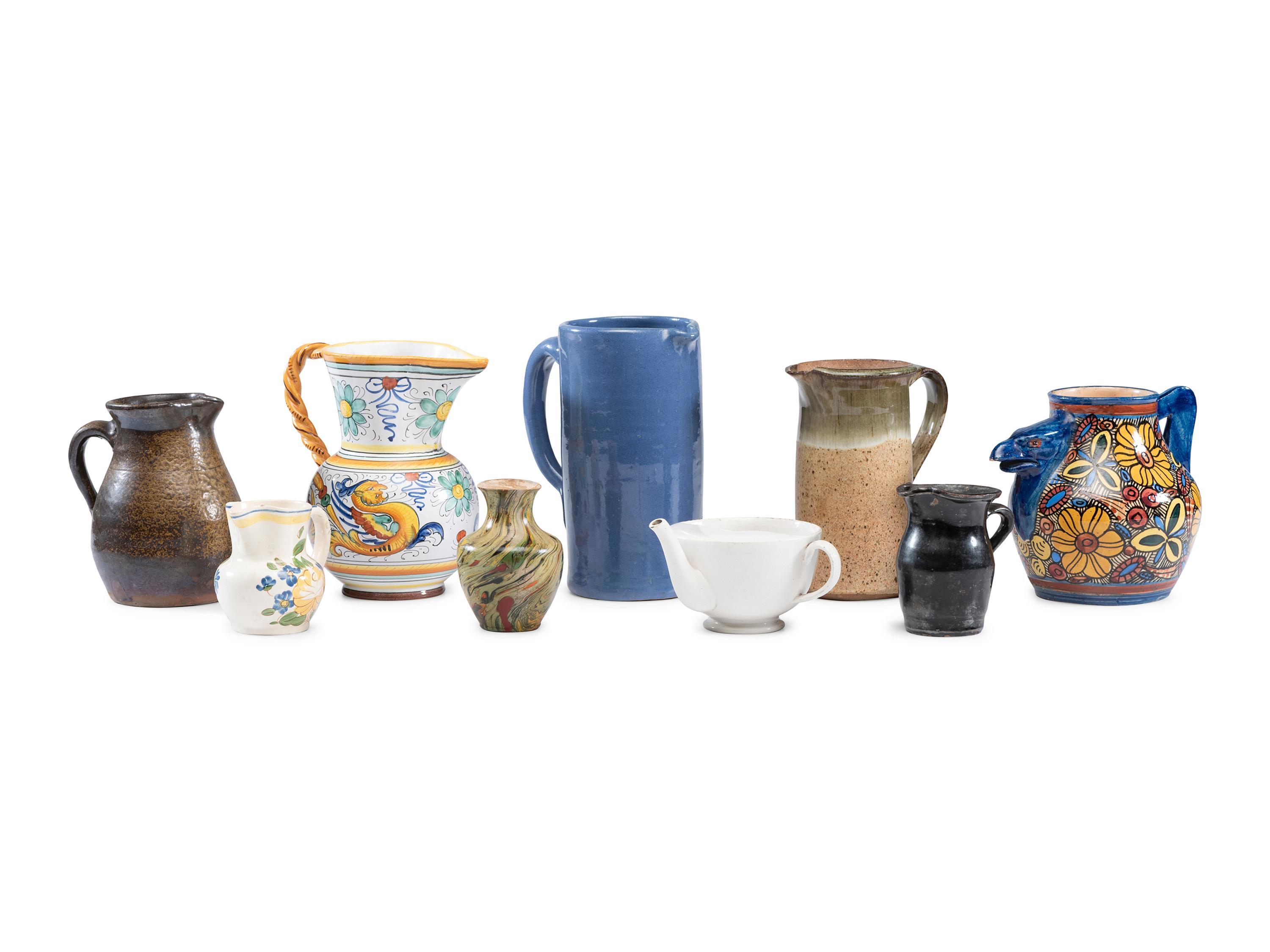 A Group Stoneware and Earthenware Pitchers and Vases