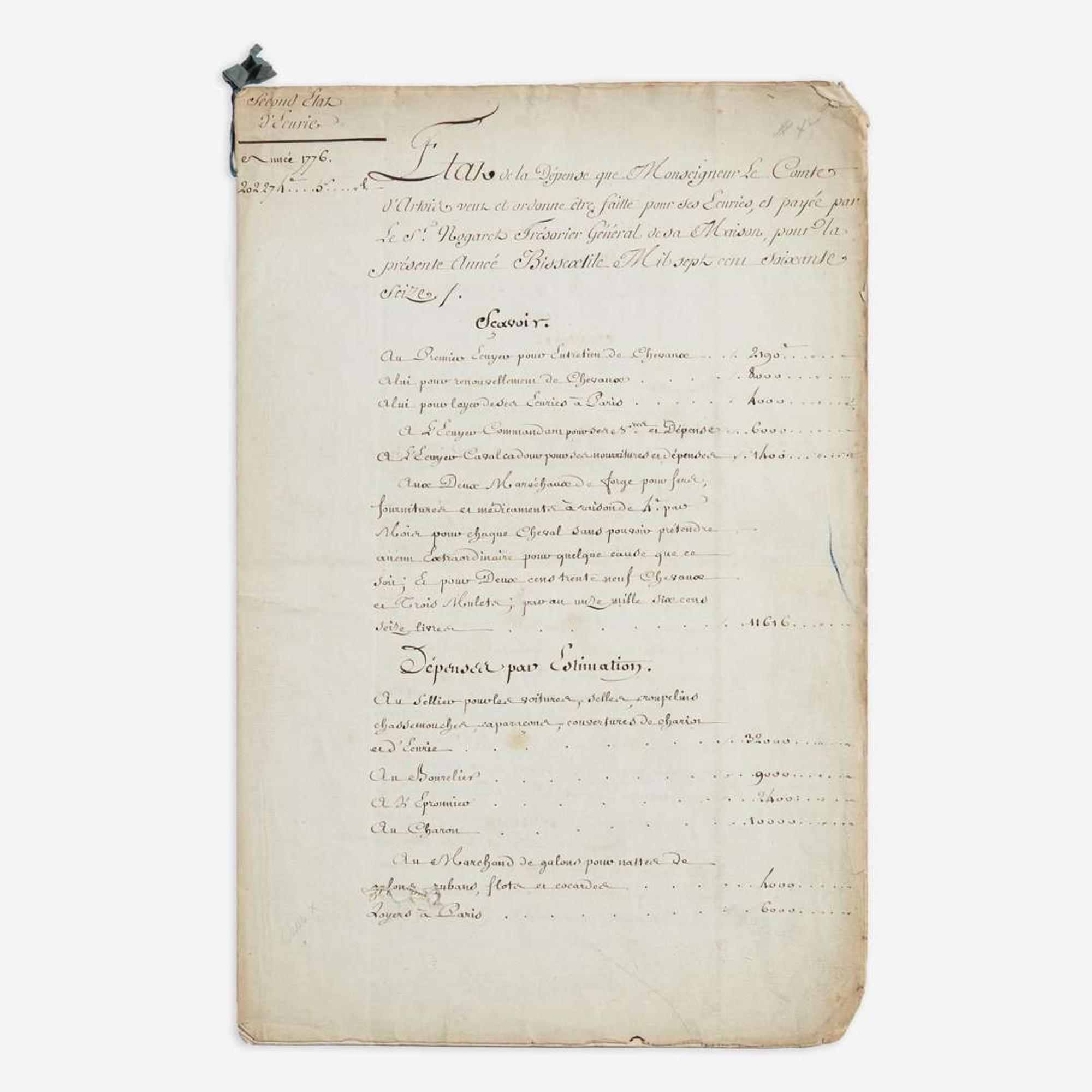 [Autographs & Manuscripts] [Charles X] Philippe, Charles, Count d'Artois Manuscript Document, signed