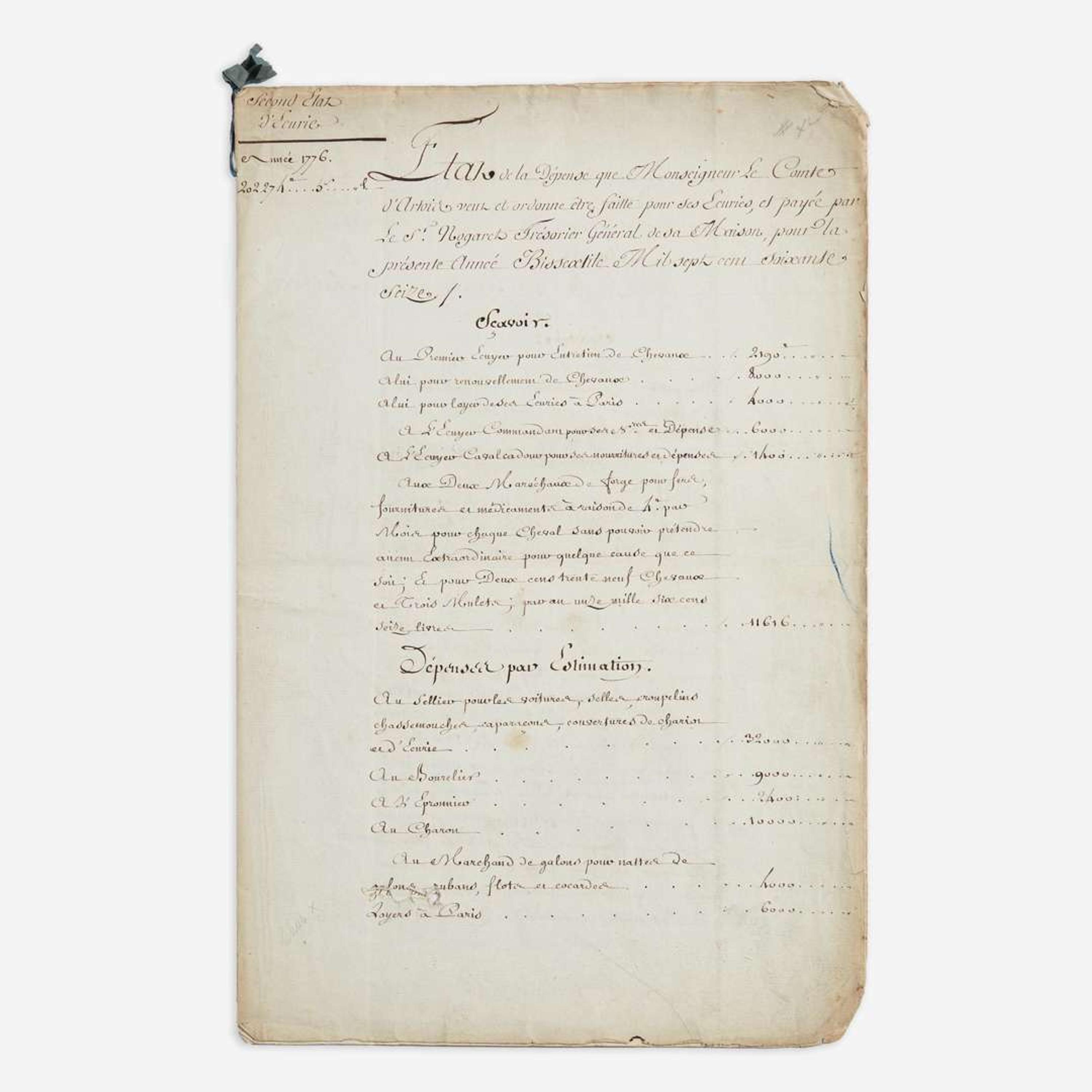 [Autographs & Manuscripts] [Charles X] Philippe, Charles, Count d'Artois Manuscript Document, signed