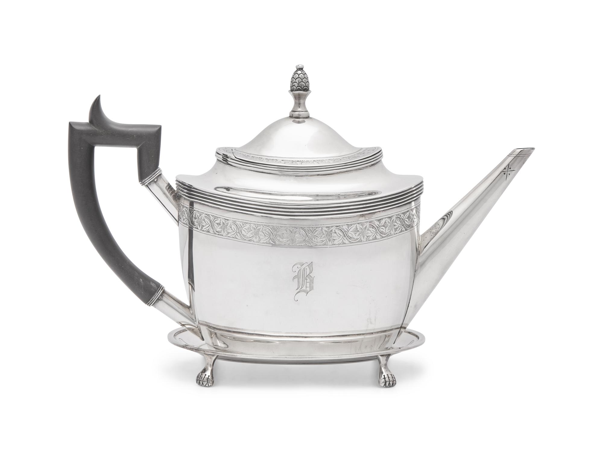 An American Silver Teapot and Stand