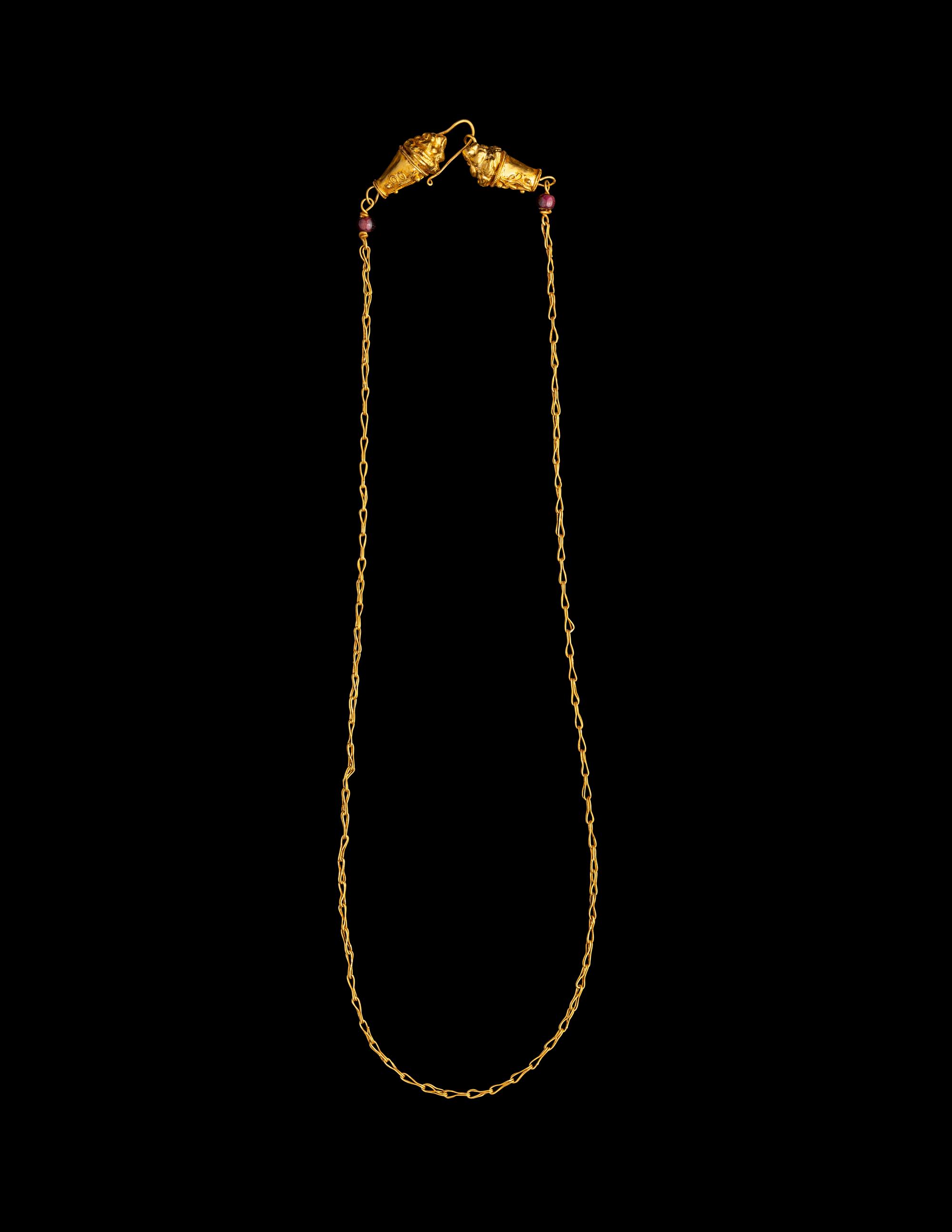 A Hellenistic Gold Necklace with Lion-Headed Terminals