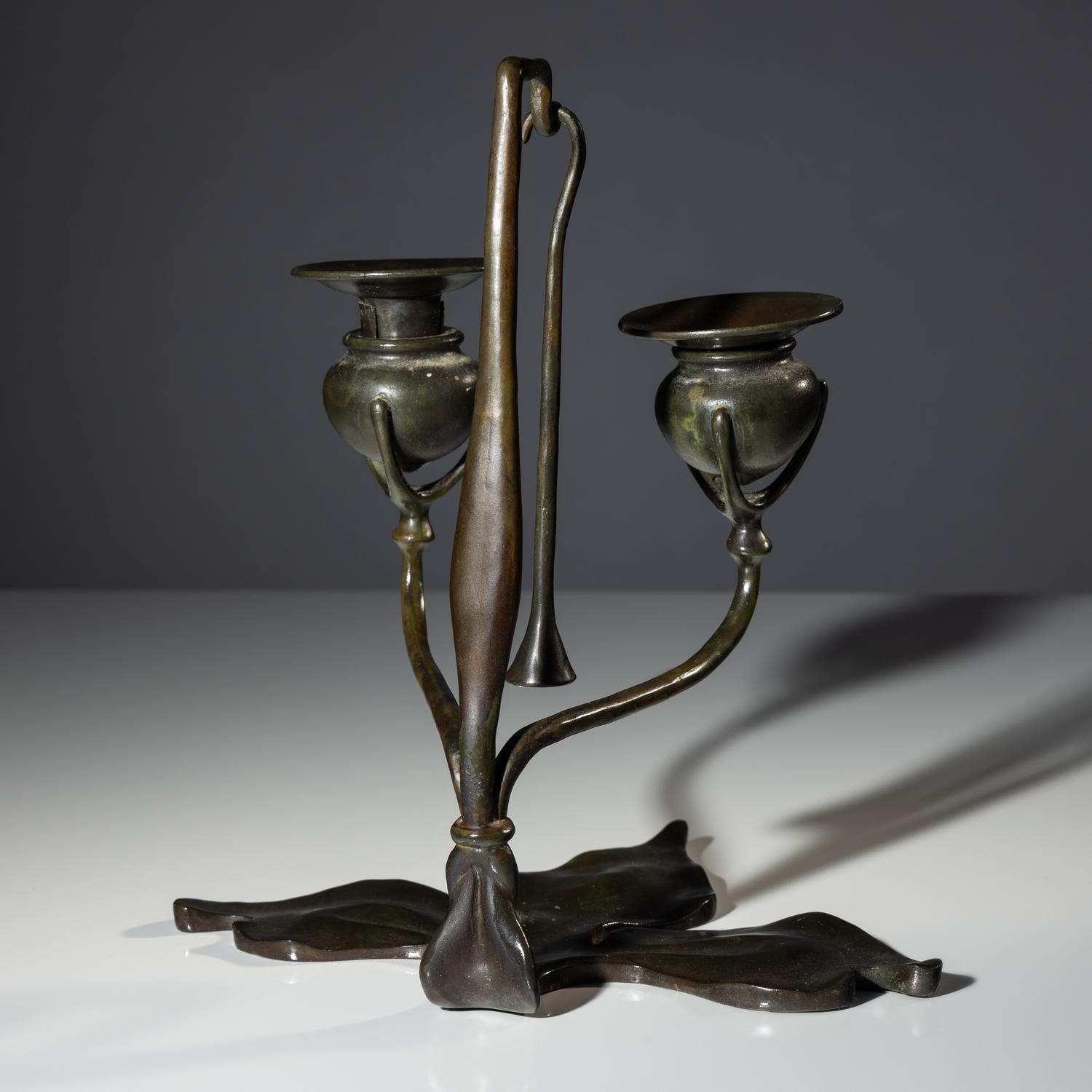 Fleur de Lis two-light candelabra with snuffer