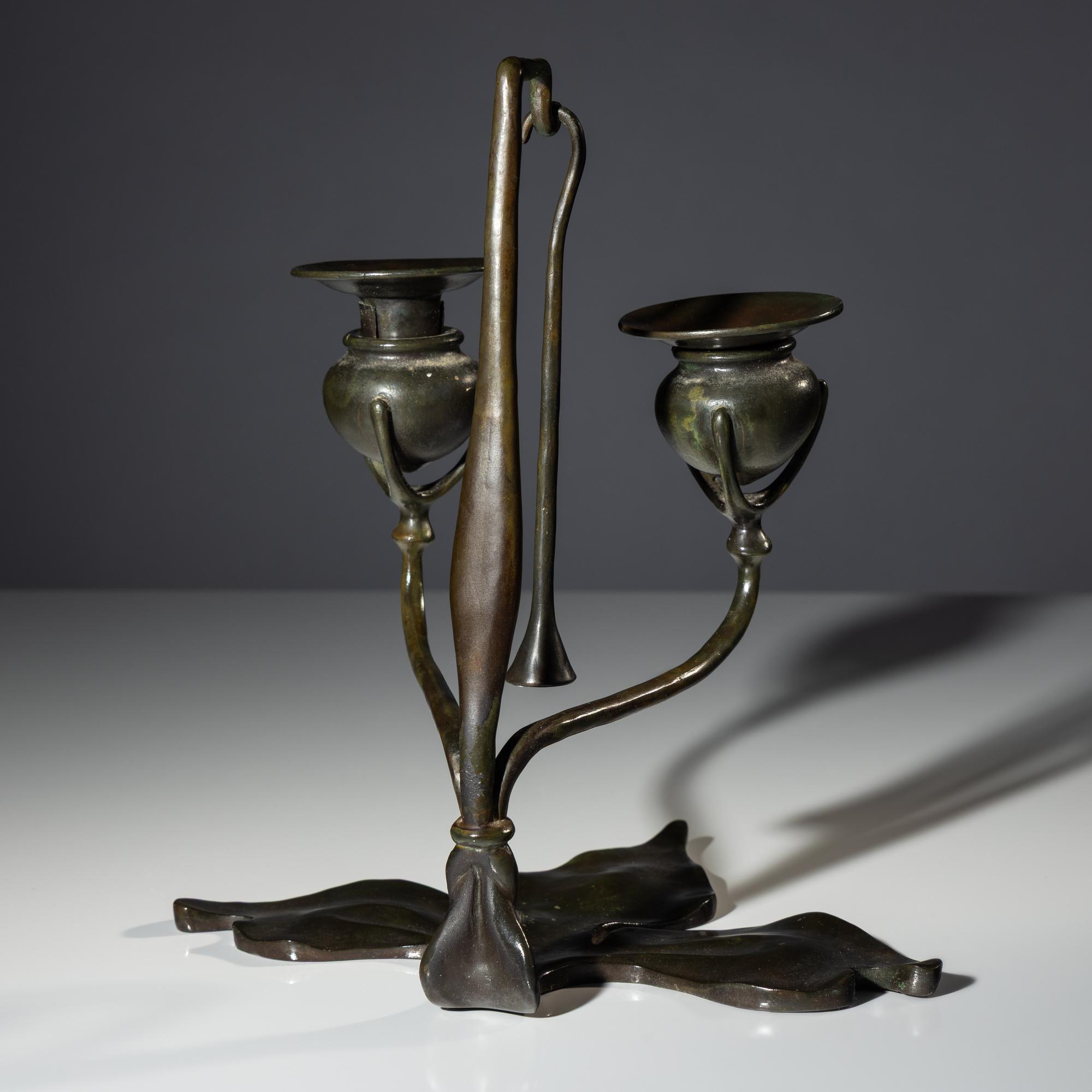 Fleur de Lis two-light candelabra with snuffer