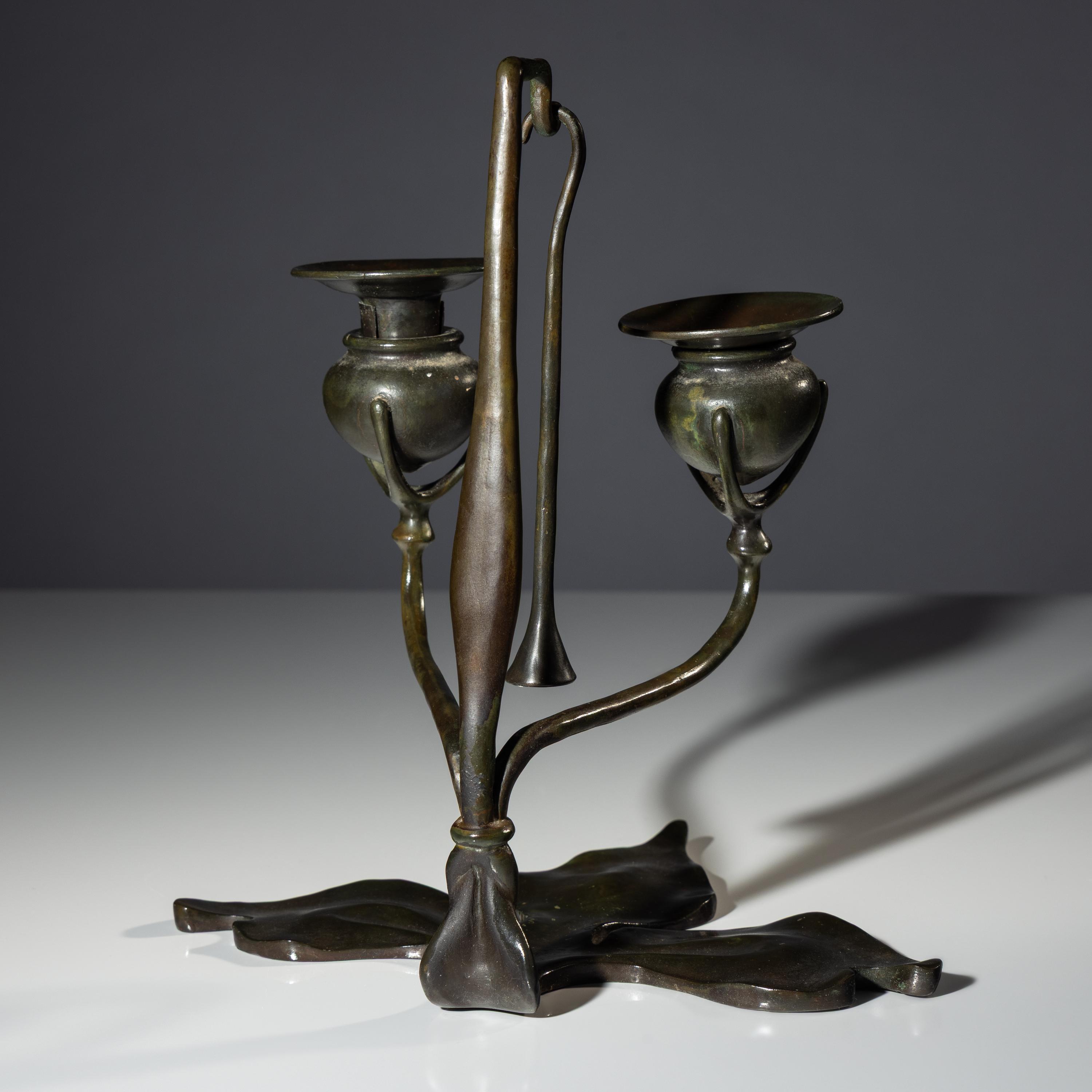 Fleur de Lis two-light candelabra with snuffer