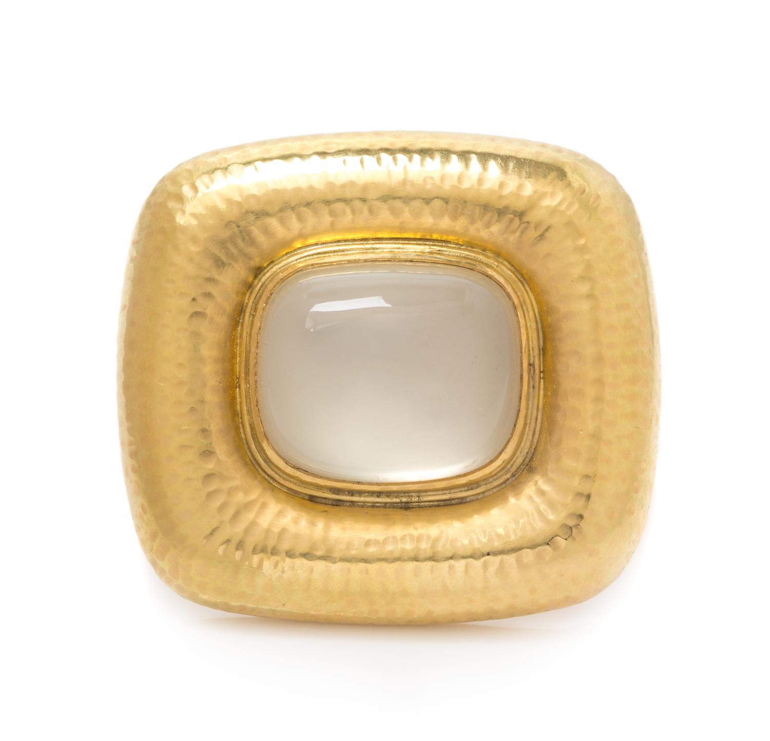 A Yellow Gold and Moonstone Pendant/Brooch, ALOPA, 31.30 dwts.