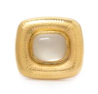 A Yellow Gold and Moonstone Pendant/Brooch, ALOPA, 31.30 dwts.