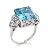 A Platinum, Aquamarine and Diamond Ring,