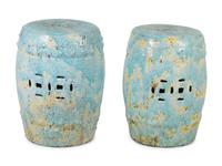 A Pair of Chinese Glazed Ceramic Barrel-form Garden Seats — 20TH CENTURY