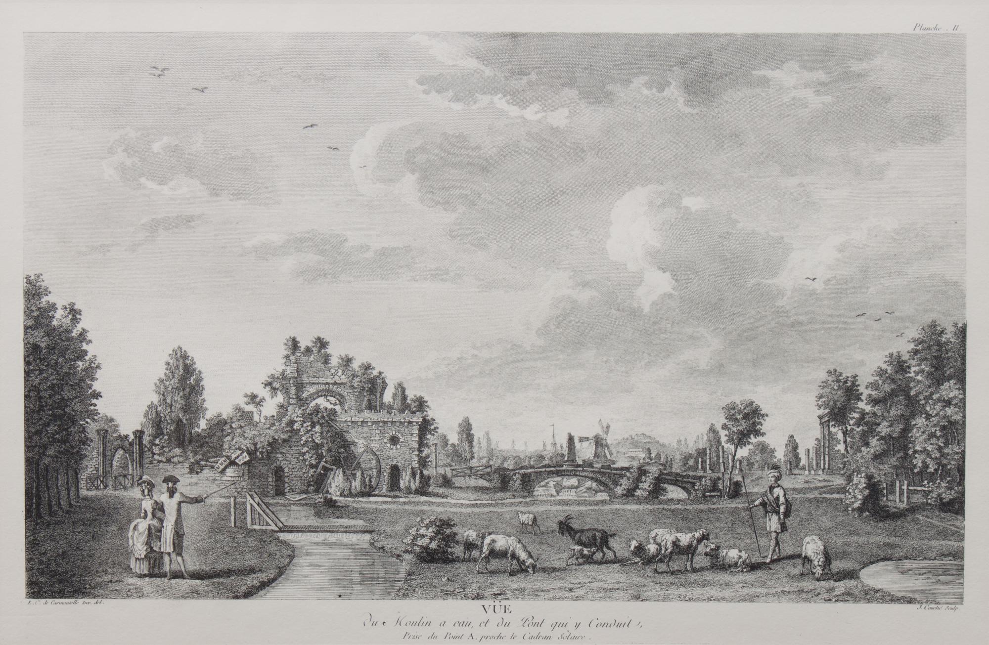 A Pair of Black and White Engravings, after Carmontelle 12 1/4 x 19 inches. — 20TH CENTURY