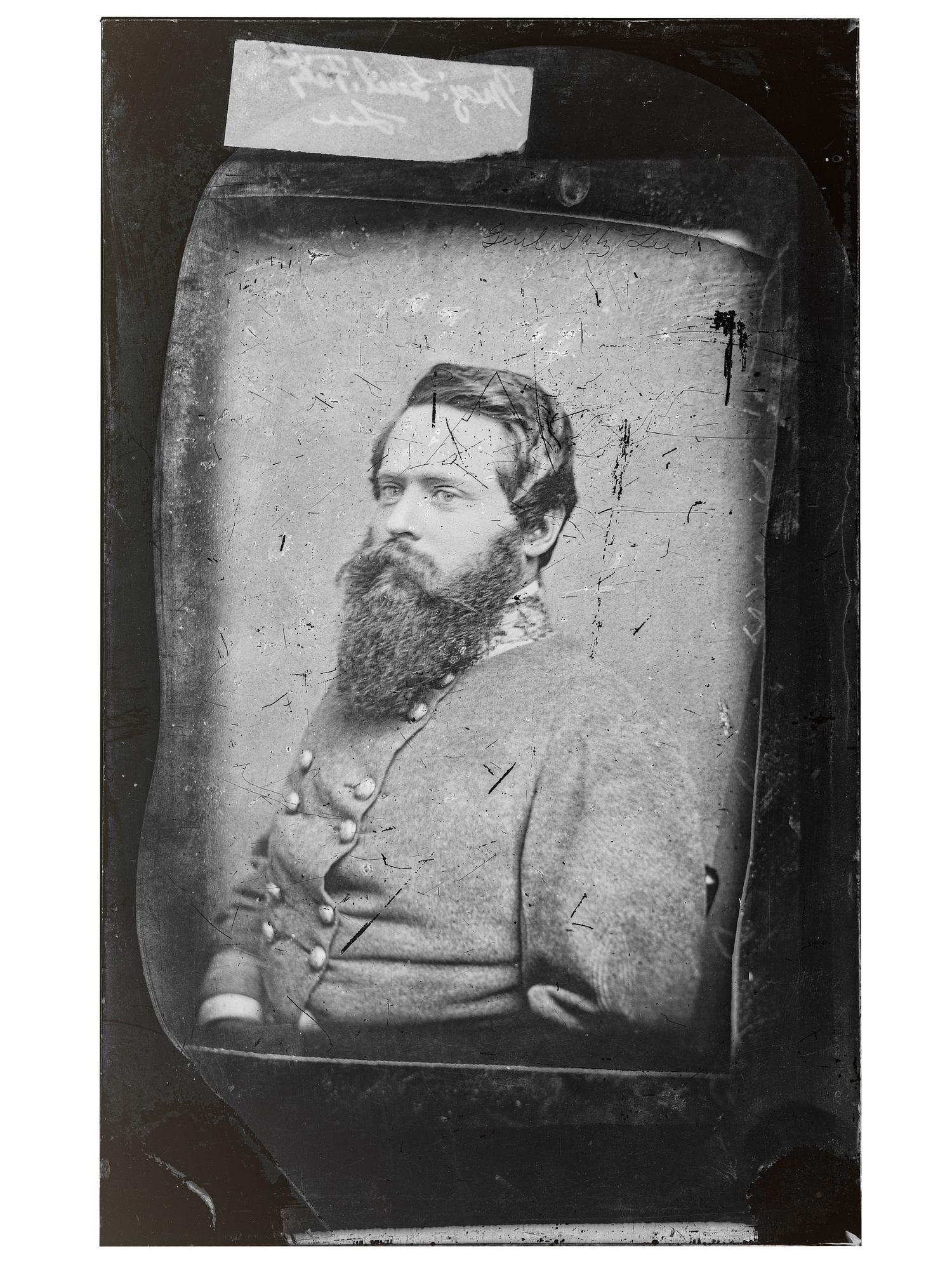 [LEE, Fitzhugh (1835-1905)]. Glass plate negative of General Fitzhugh Lee with period ink identification tag.