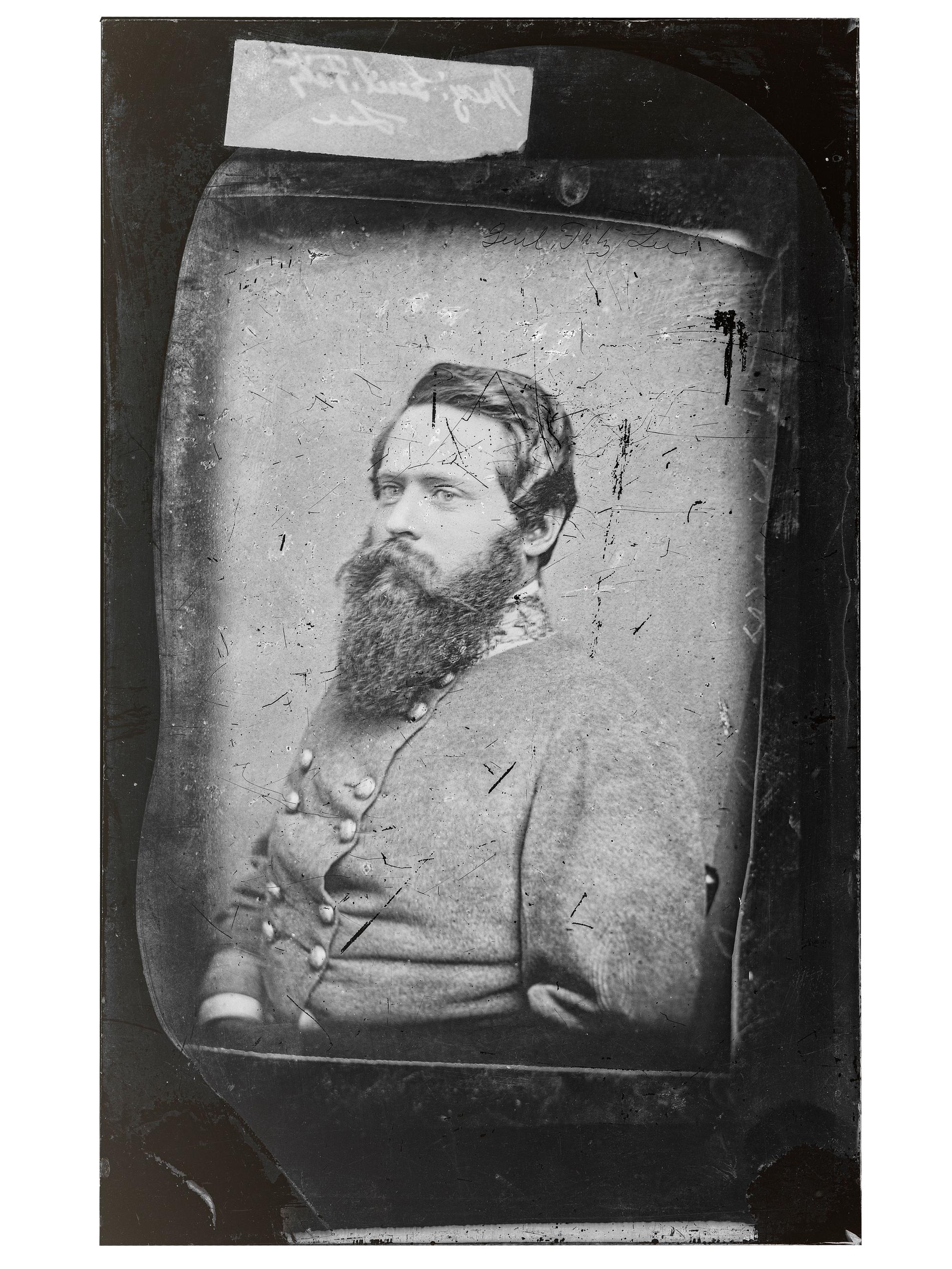 [LEE, Fitzhugh (1835-1905)]. Glass plate negative of General Fitzhugh Lee with period ink identification tag.