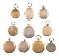 [EARLY PHOTOGRAPHY]. A group of 10 lockets containing 14 daguerreotypes of children and young men and women.
