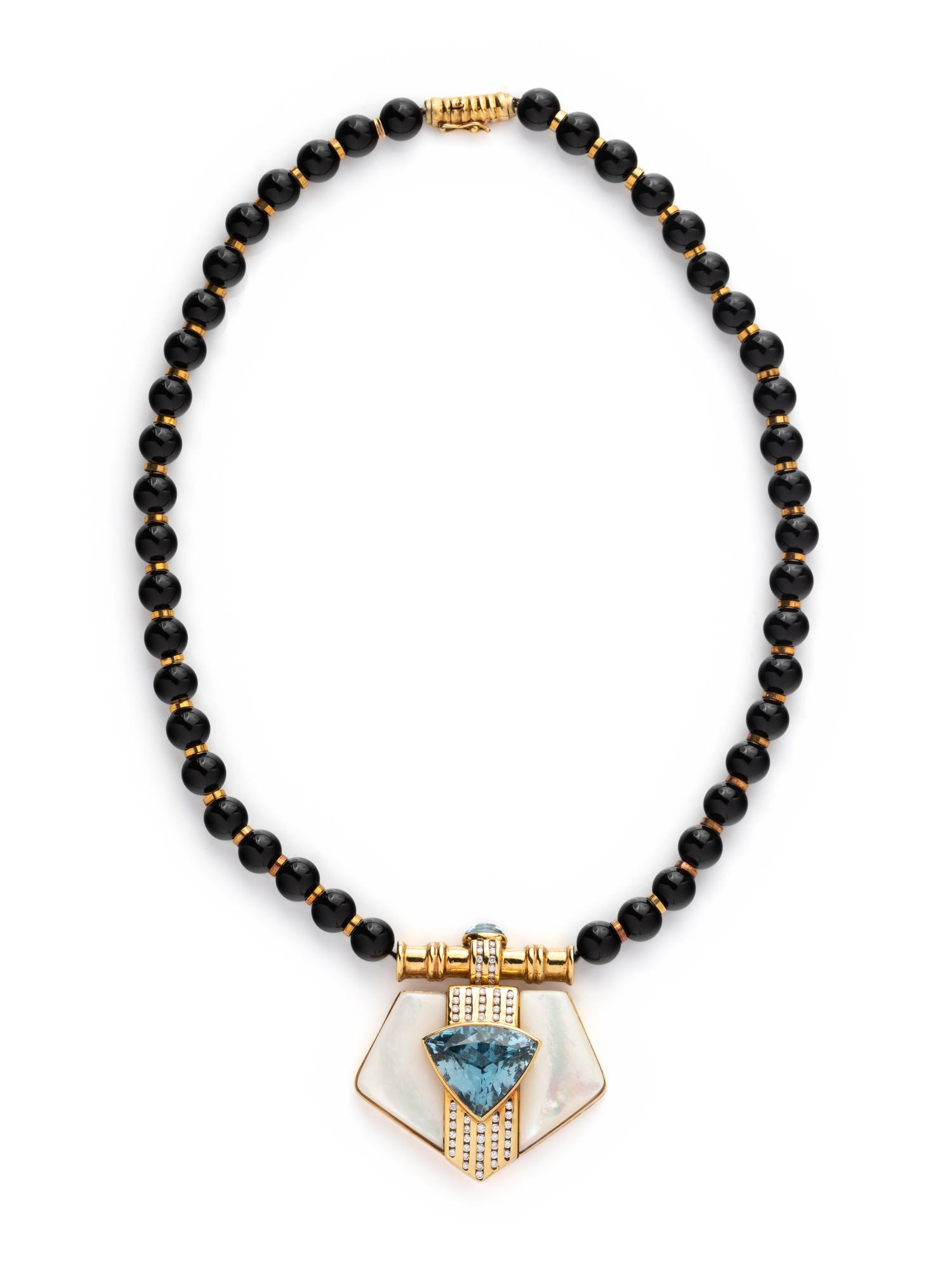 MULTIGEM AND DIAMOND BEAD NECKLACE