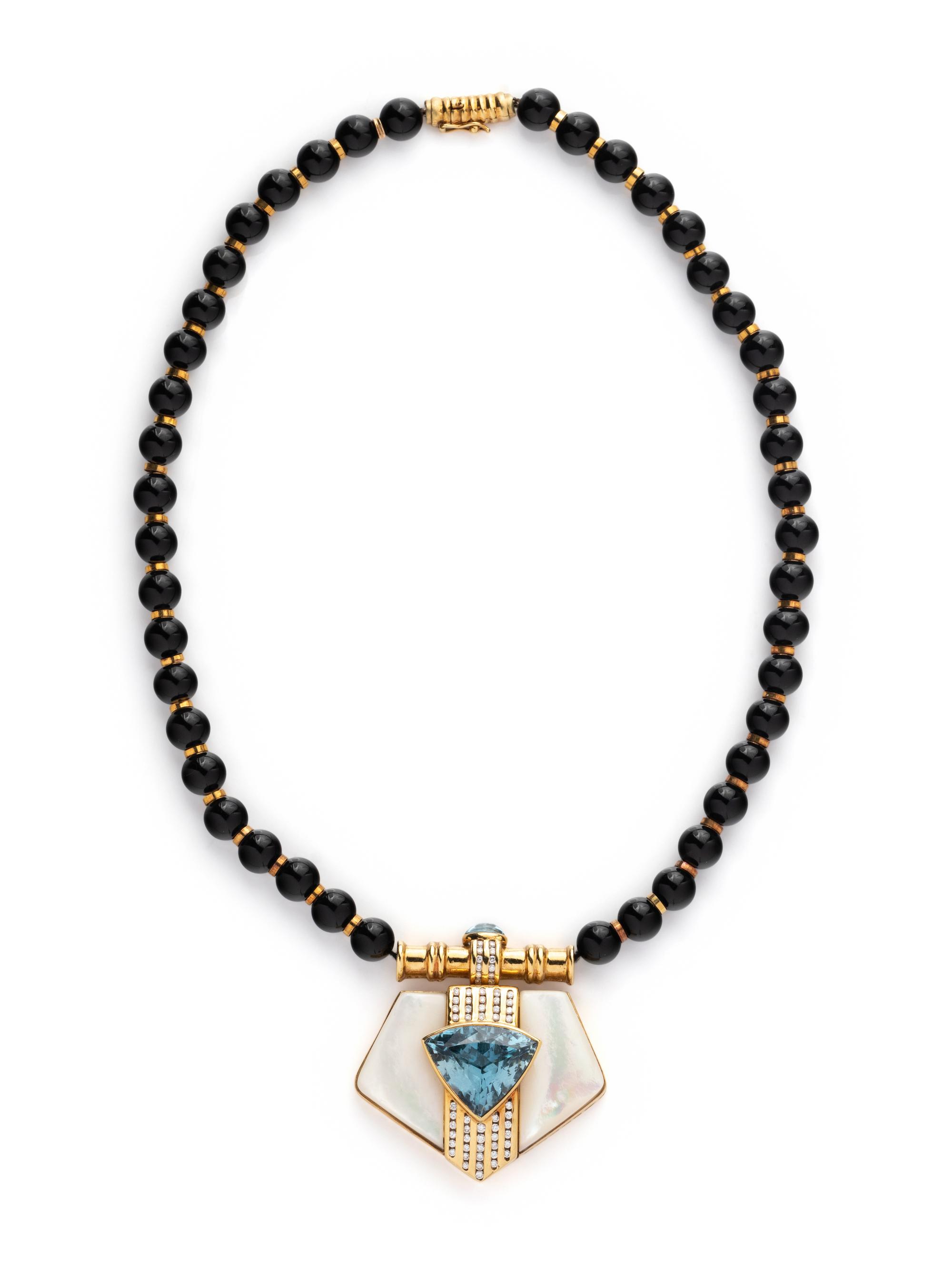 MULTIGEM AND DIAMOND BEAD NECKLACE