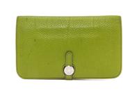 An Hermes Vert Anis Togo Dogon Duo Wallet, 4.9" x 7.9".