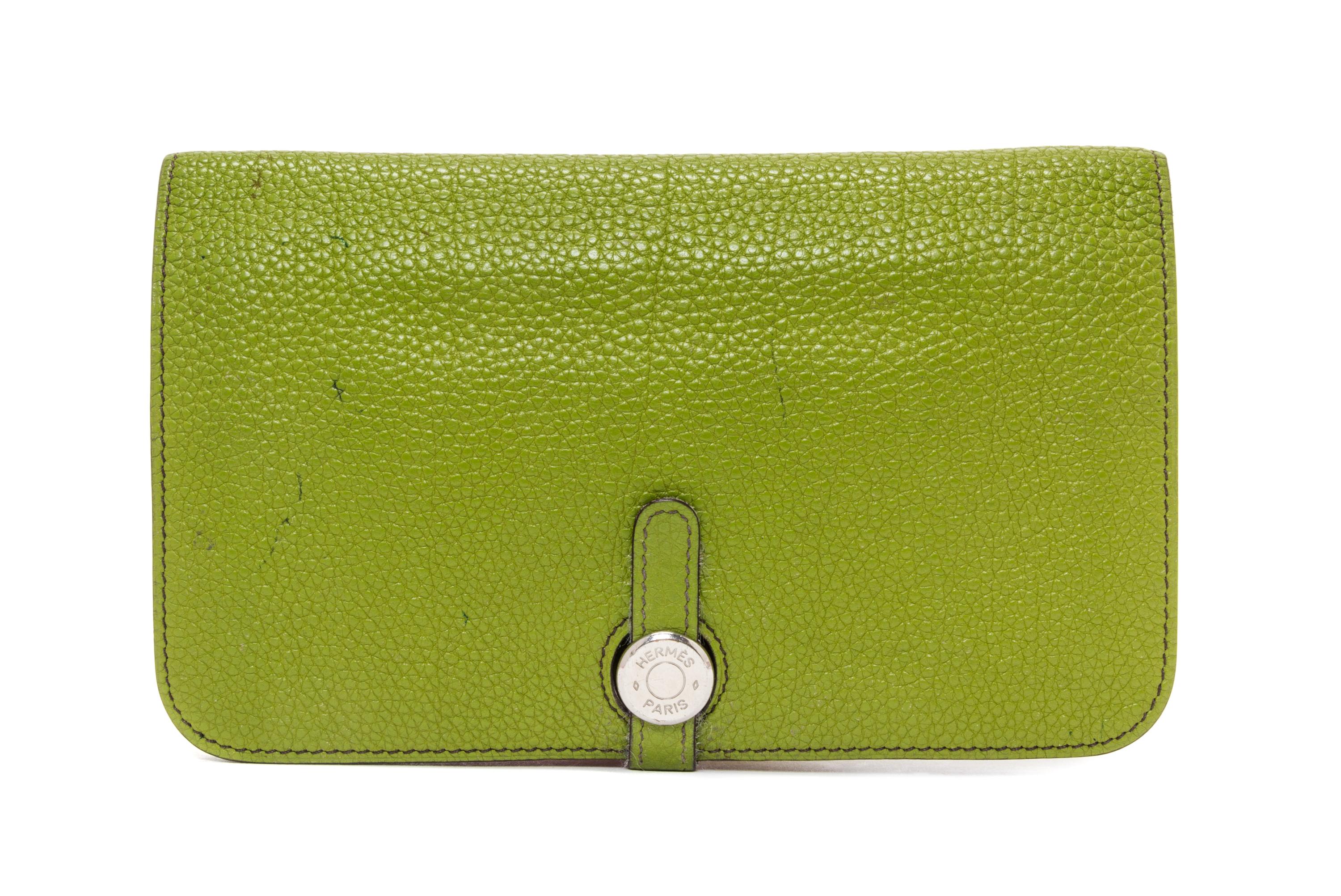 An Hermes Vert Anis Togo Dogon Duo Wallet, 4.9" x 7.9".