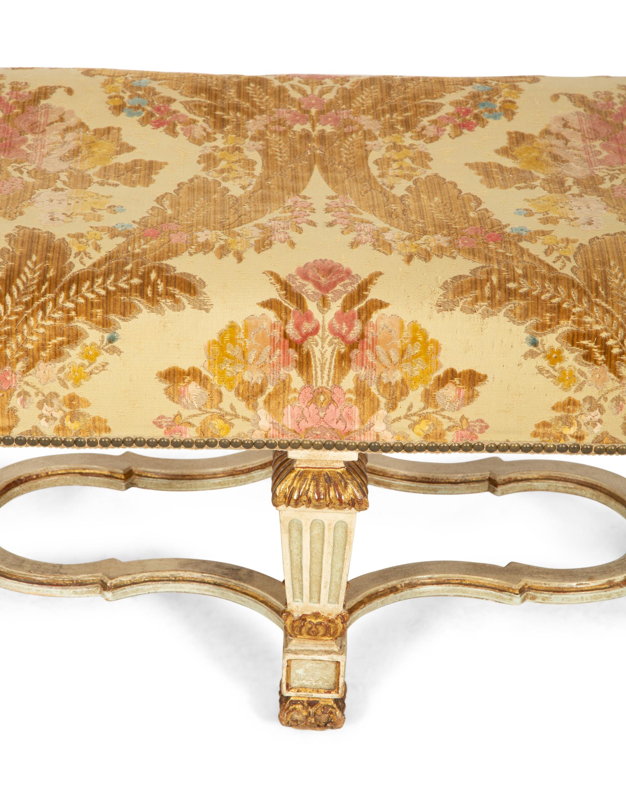 An Italian Painted and Parcel Gilt Bench