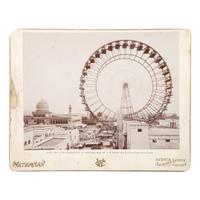 [WORLD'S COLUMBIAN EXPOSITION]. WATERMAN, C.E., photographer. Outdoor image of the original Ferris wheel. Chicago, 1893.