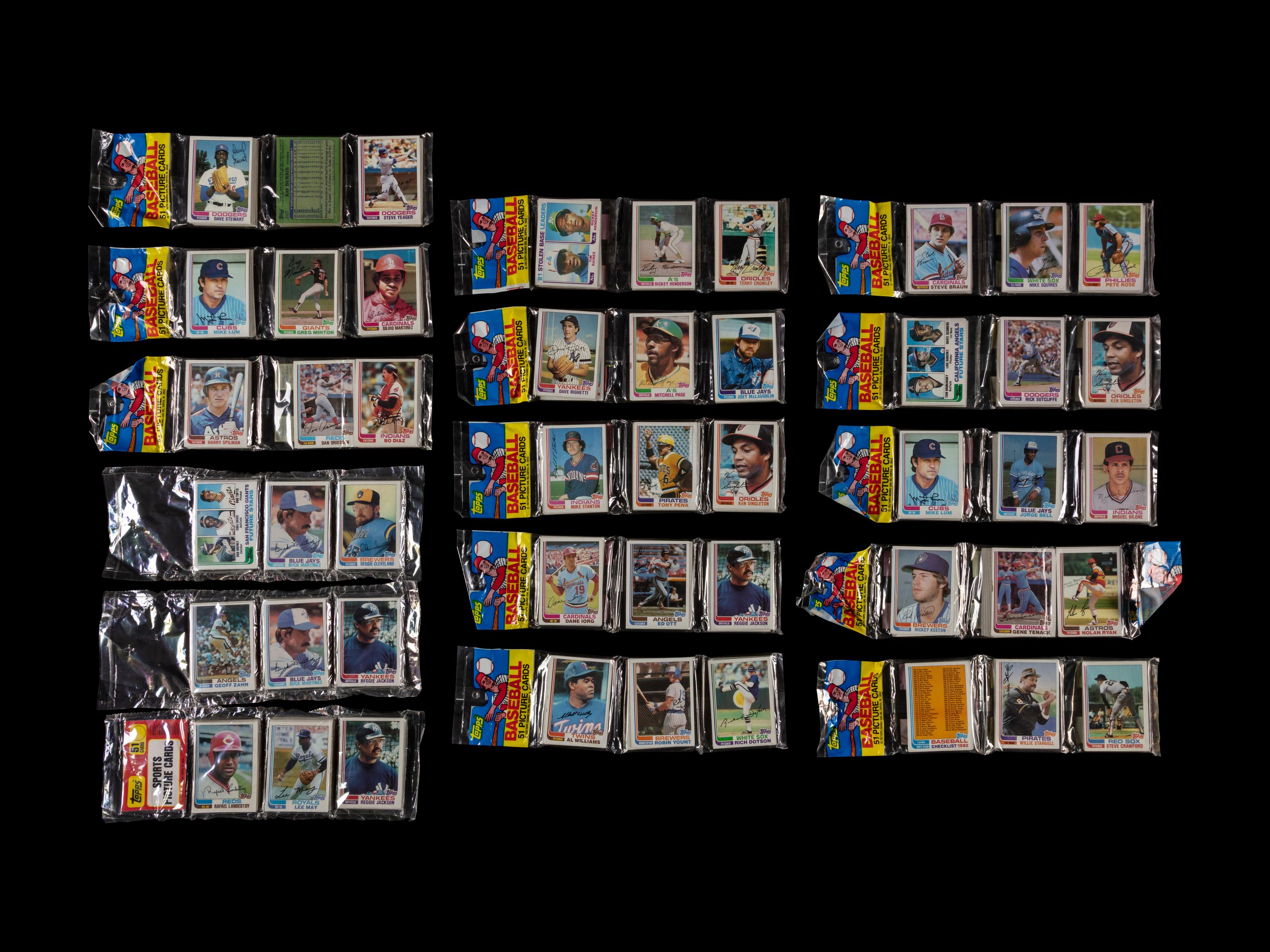 A Collection of Unopened 1982 Topps Baseball Card Rack Packs (x16)