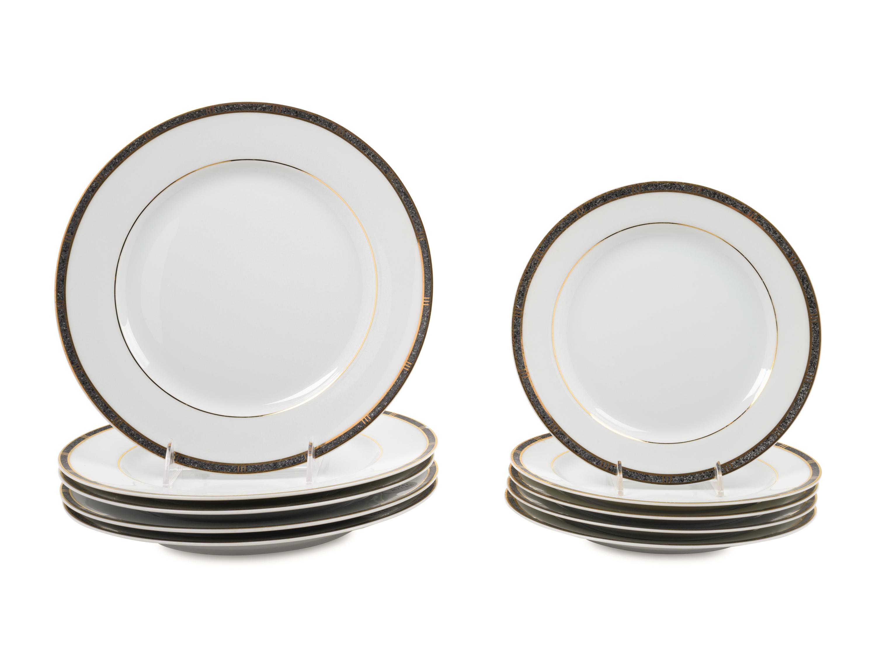 A Collection of Bernardaud Limoges Antinea Anthracite Porcelain Plates