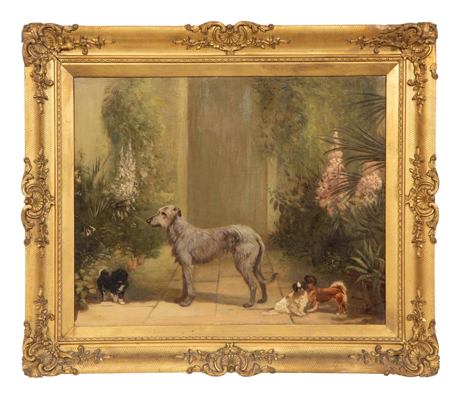 Irish Wolfhound and Pekingese