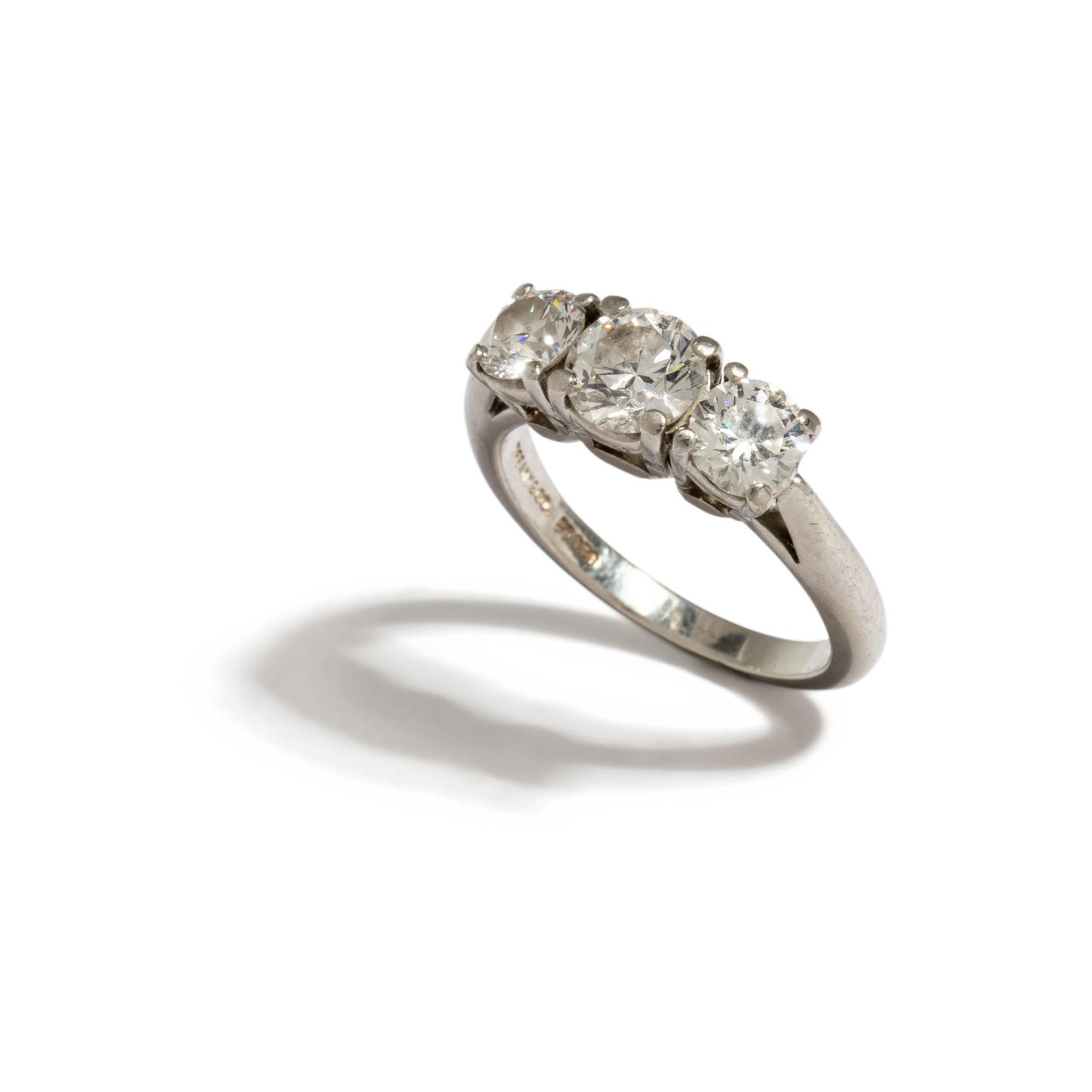 TIFFANY & CO., THREE STONE DIAMOND RING