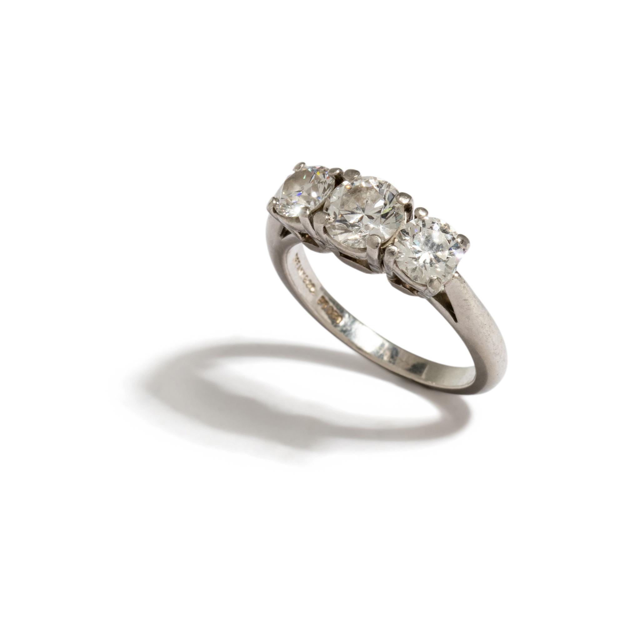 TIFFANY & CO., THREE STONE DIAMOND RING