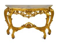 A Louis XV Style Giltwood Onyx-Top Console Table