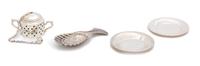 Four American Silver Pieces, Tiffany & Co., New York, NY, comprising a covered sugar-form tea basket, a small spoon with shell bowl and