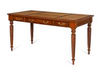 A Robert Lighton Regency Style Leather-Inset Mahogany Desk