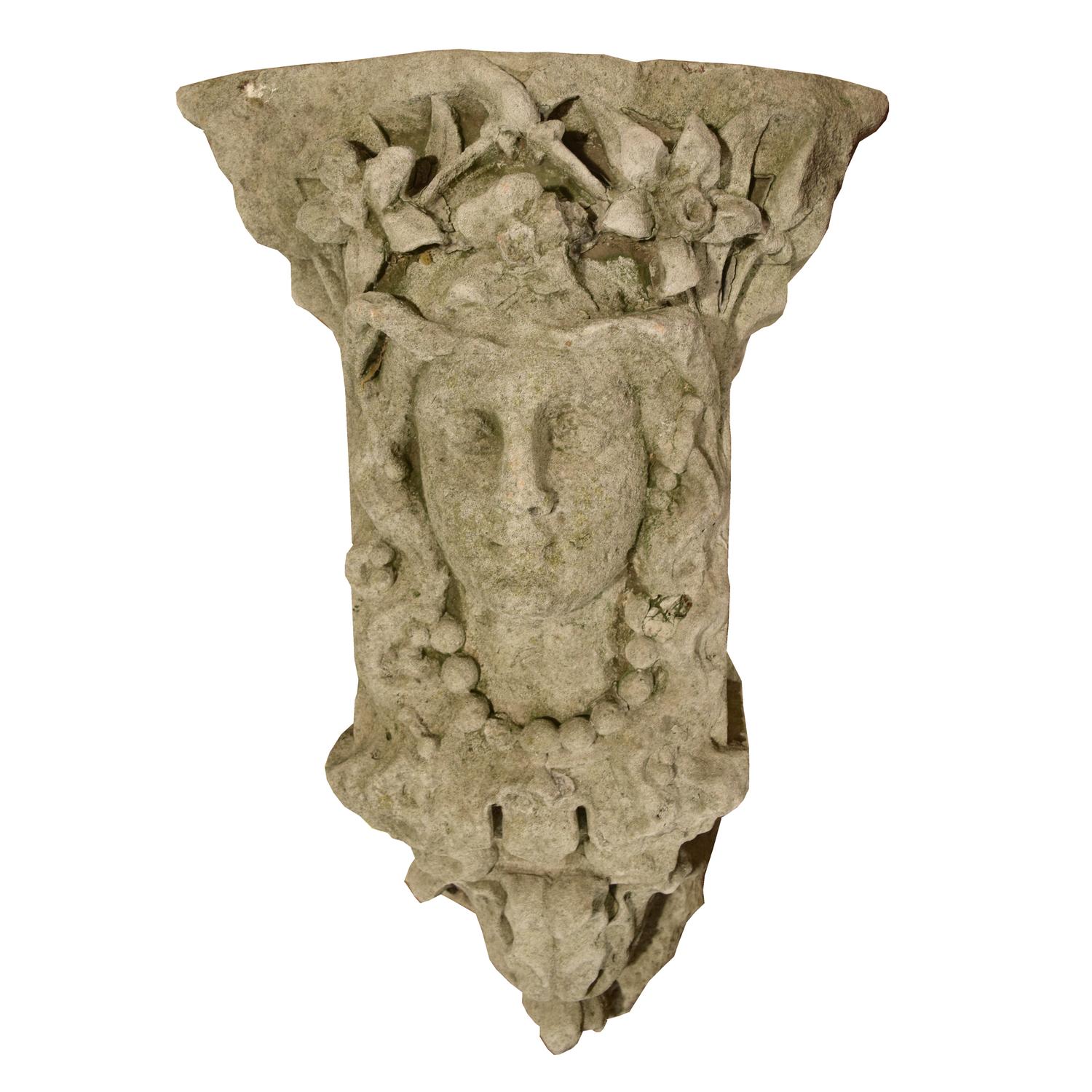A Cast Stone Figural Corbel 17" w x 12" D x 28" H — France, Circa 1920