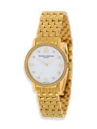 BAUME & MERCIER, YELLOW GOLD, MOTHER-OF-PEARL AND DIAMOND WATCH