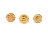 COLLECTION OF YELLOW GOLD AND COIN RINGS