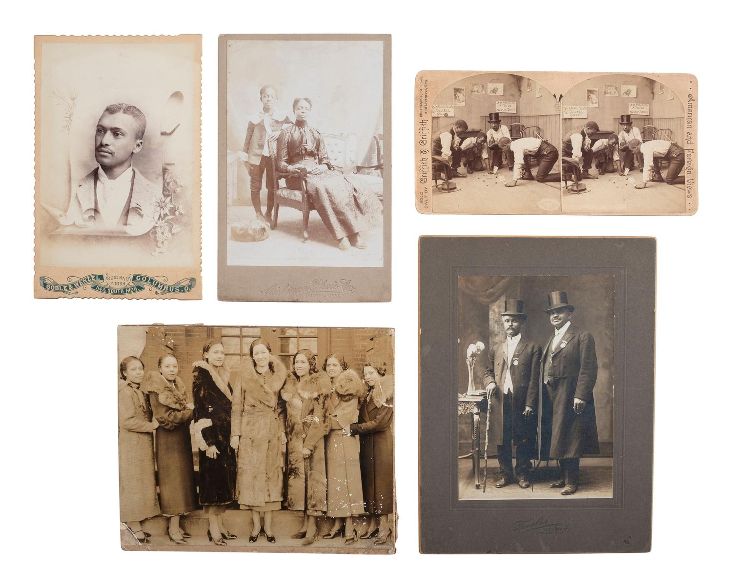 [EDUCATION - EARLY PHOTOGRAPHY]. A group of 8 photographs, incl. Hampton University Students, ca 1910.