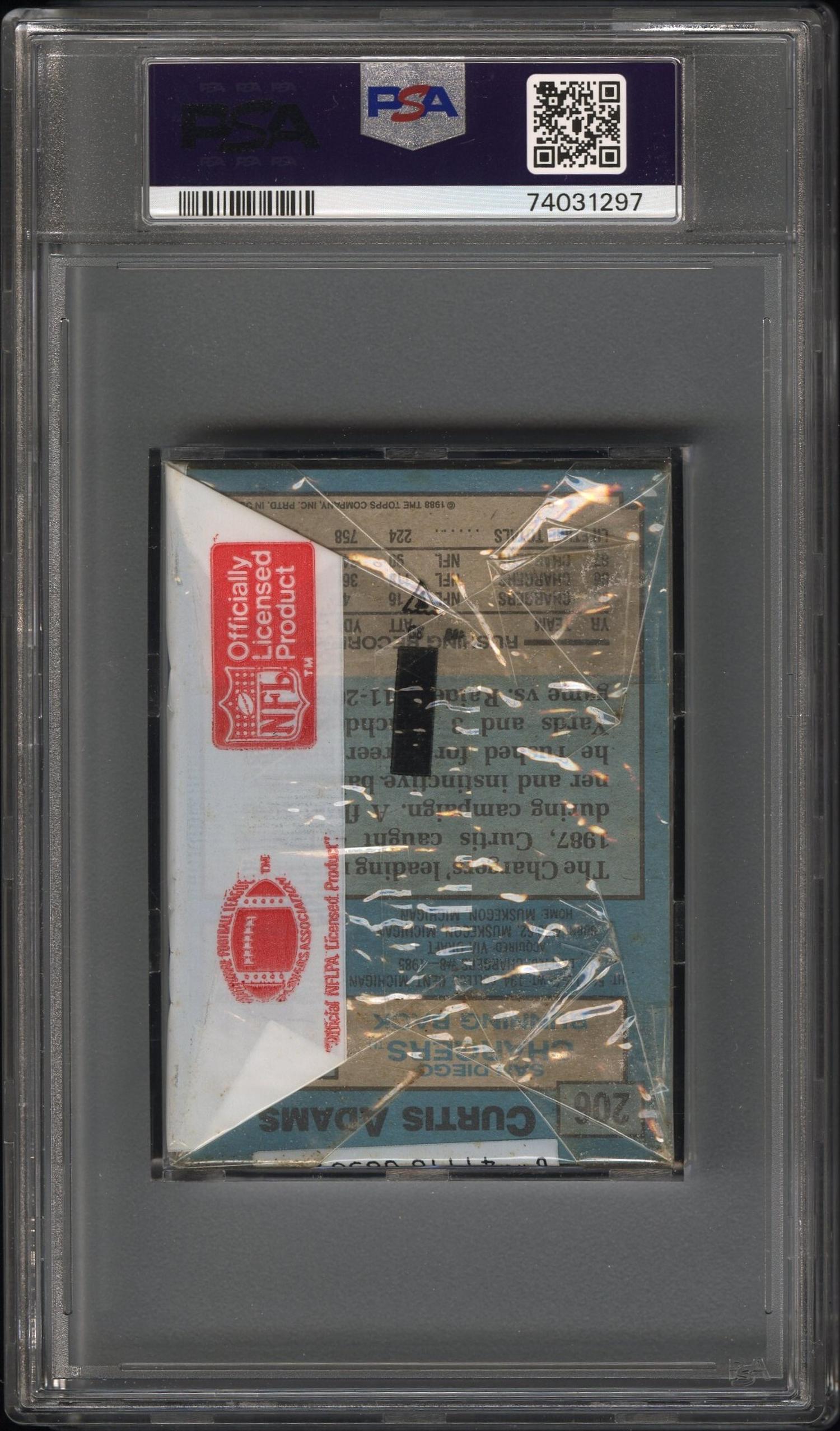 An Unopened Cello Pack of 1988 Topps Football Cards With Bo Jackson Rookie On Top (PSA 10 GEM MINT)