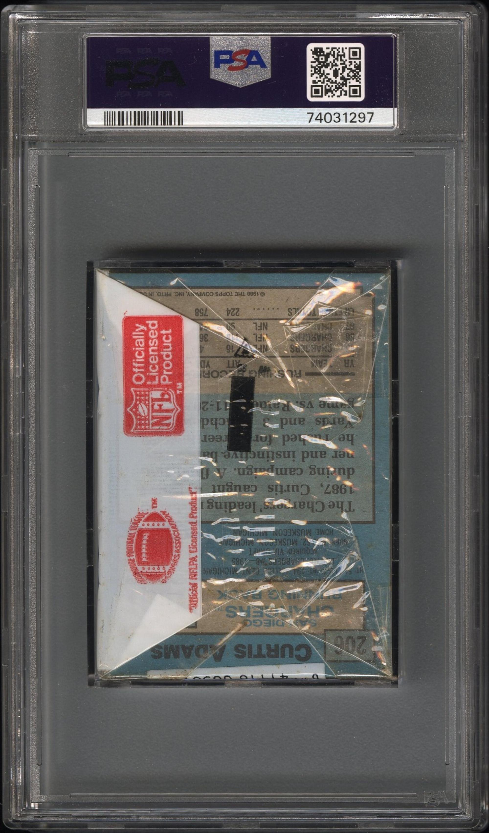 An Unopened Cello Pack of 1988 Topps Football Cards With Bo Jackson Rookie On Top (PSA 10 GEM MINT)