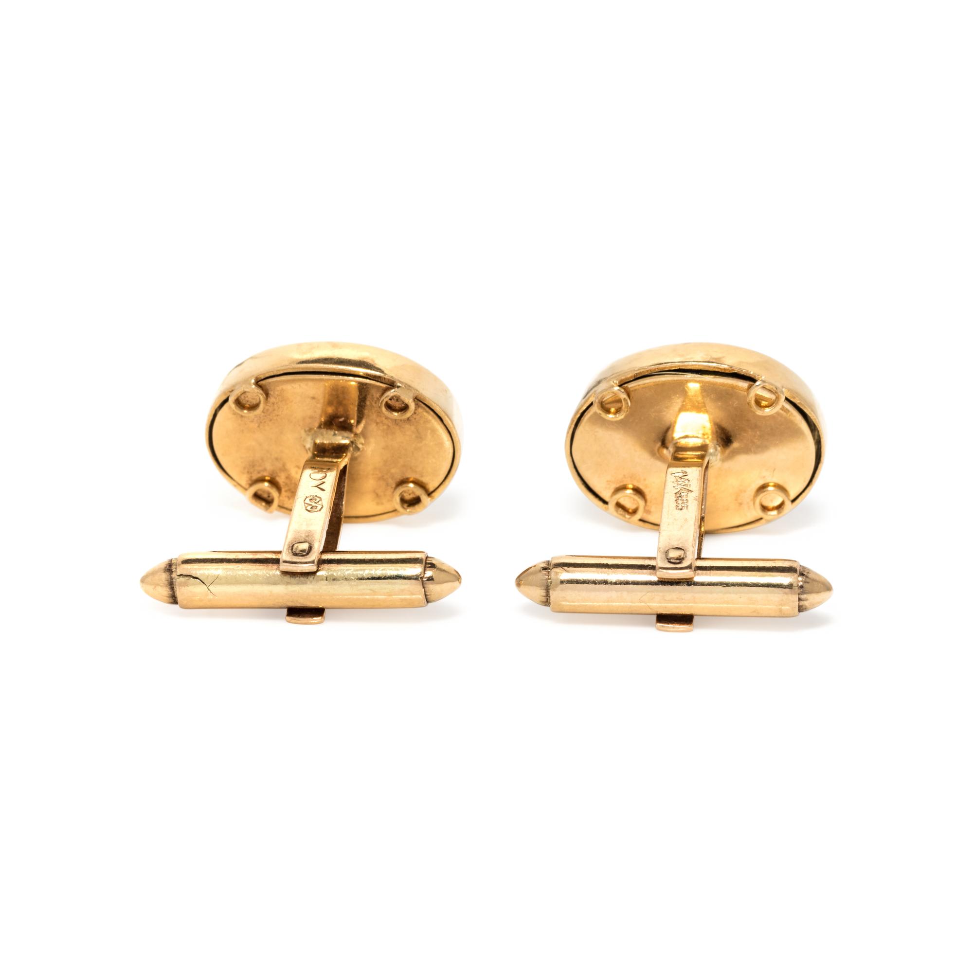 DAVID YURMAN, YELLOW GOLD AND ONYX CUFFLINKS