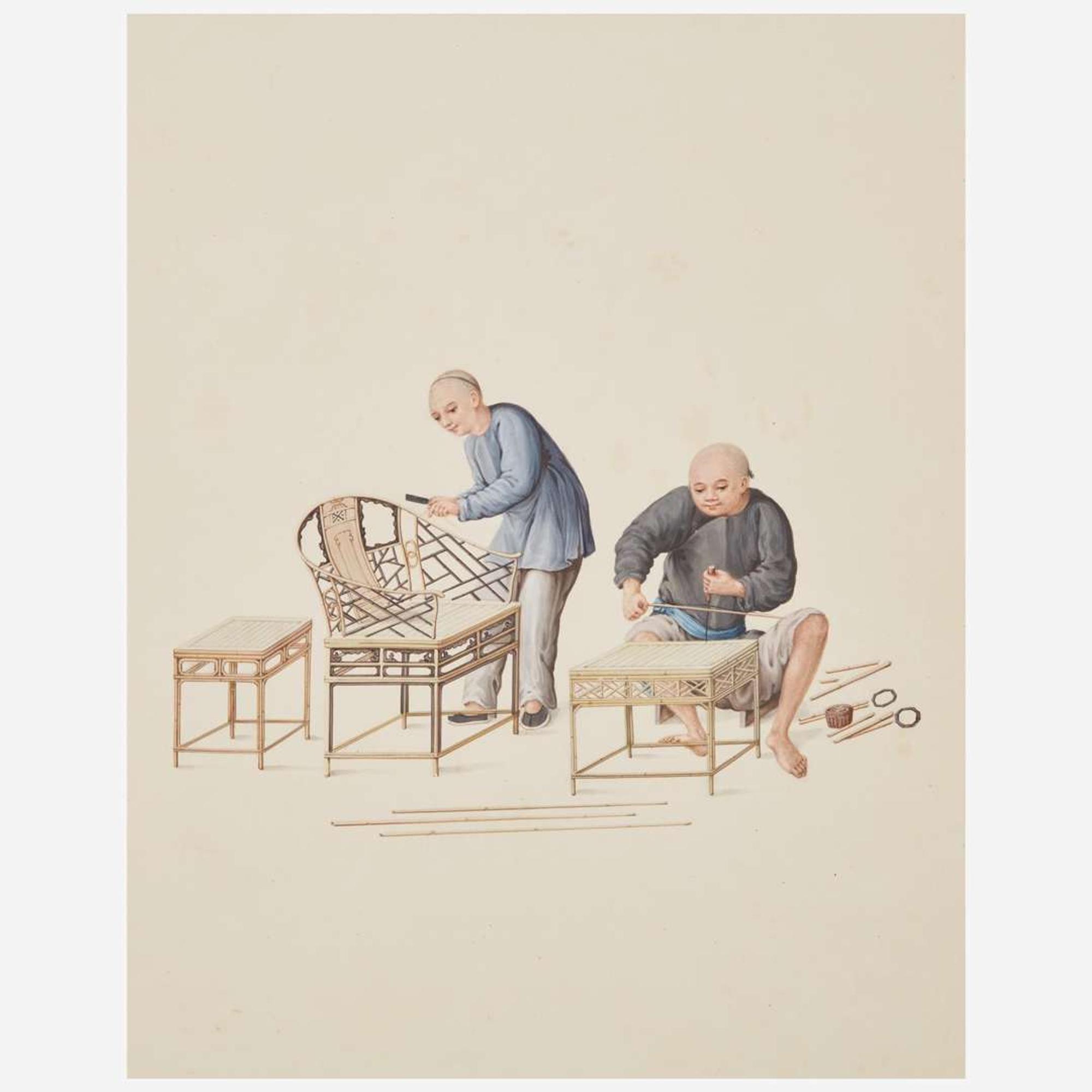 Chinese School 19th century Group of Thirteen Works Depicting Chinese Occupations