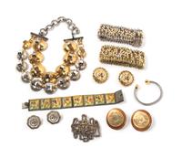 An Assortment of Metal and Ceramic Costume Jewelry,