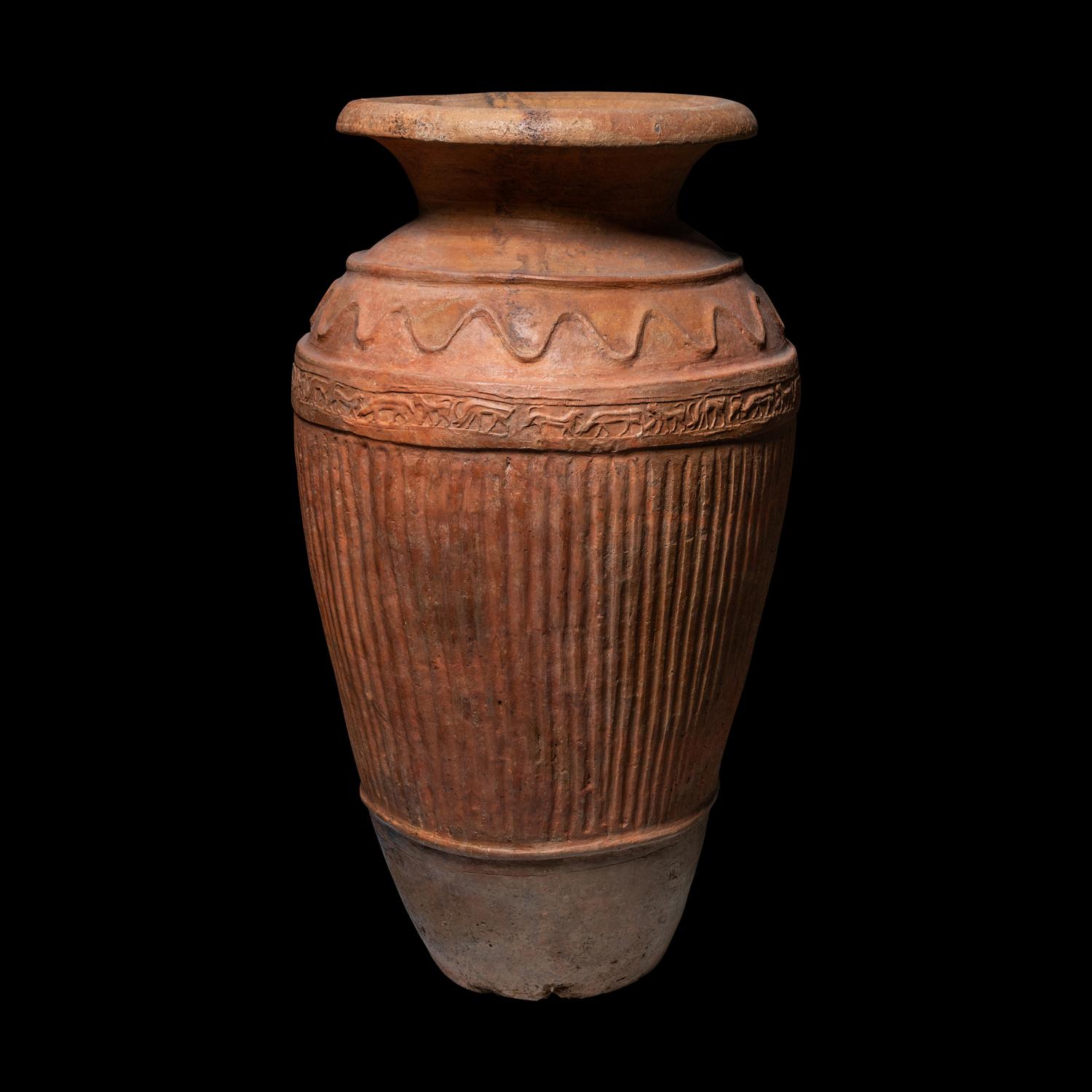An Etruscan Red-Ware Impasto Pithos with Stamped Frieze