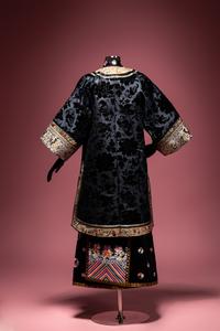 A Dark Navy Blue Ground Cut Velvet Silk Lady's Robe