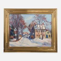 Walter Mattern (American, 1891-1946) Village in Winter
