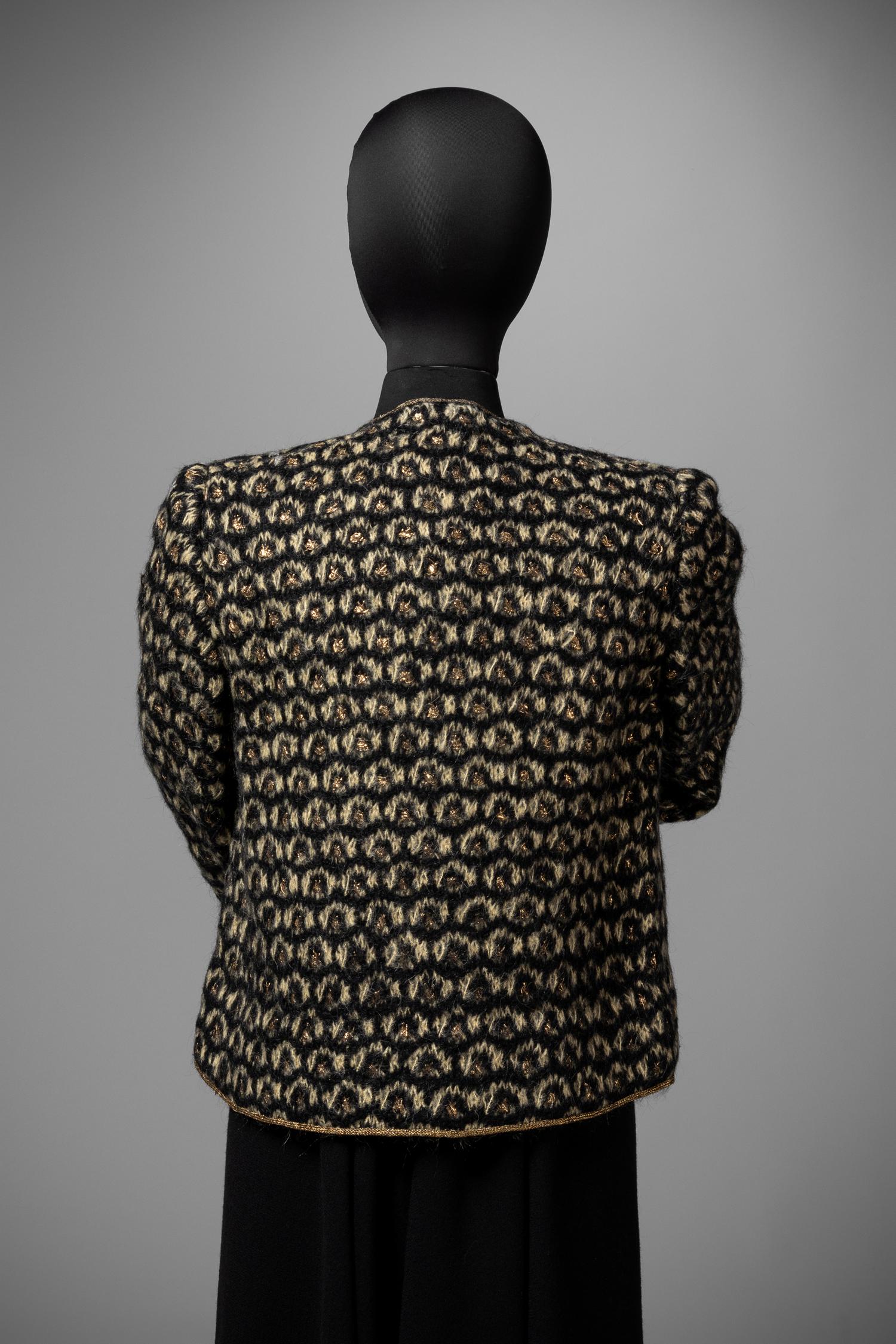 Balenciaga Haute Couture Wool Jacket with Gold Lamé, 1960-80s