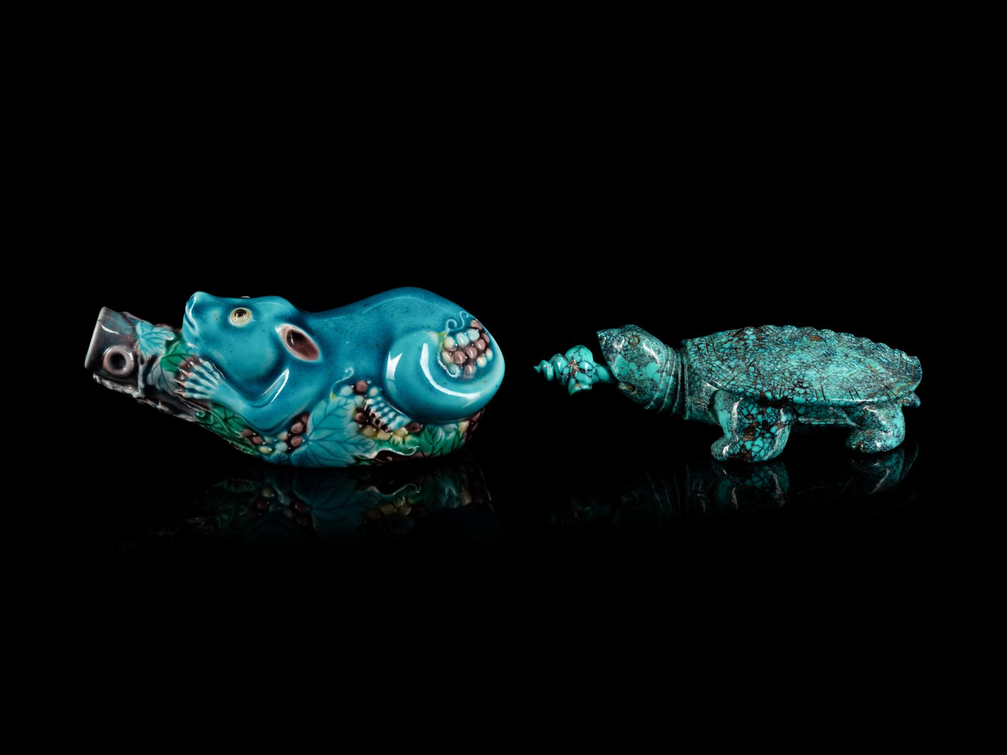 Two Chinese Animal-Form Snuff Bottles