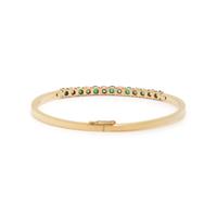 DIAMOND, EMERALD, AND YELLOW GOLD BANGLE BRACELET
