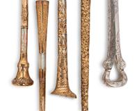 A Group of Five Victorian Parasol Handles Converted to Magnifying Glasses