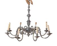 A Dutch Baroque Style Eight-Light Pewter Chandelier