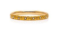 An Art Nouveau 14 Karat Yellow Gold and Cultured Pearl Bangle Bracelet, Carter, Gough & Co., 8.80 dwts.