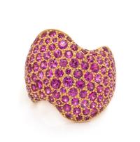 An 18 Karat Rose Gold and Pink Sapphire Wave Motif Ring, Van Cleef & Arpels, 9.30 dwts.